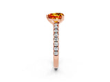 Rose gold Heart Cut Solitaire Diamond with Pavé Band and Four-Prong Setting_2