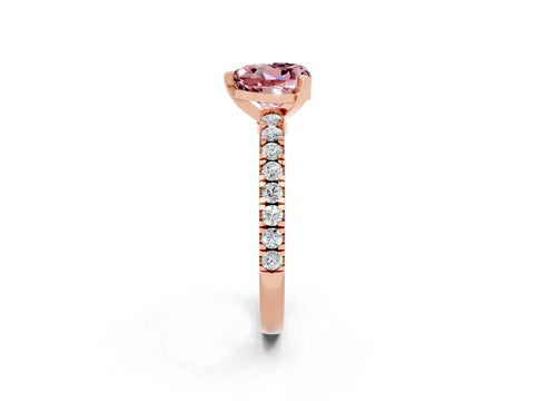 Rose gold Heart Cut Solitaire Diamond with Pavé Band and Four-Prong Setting_2