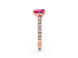 Rose gold Heart Cut Solitaire Diamond with Pavé Band and Four-Prong Setting_2