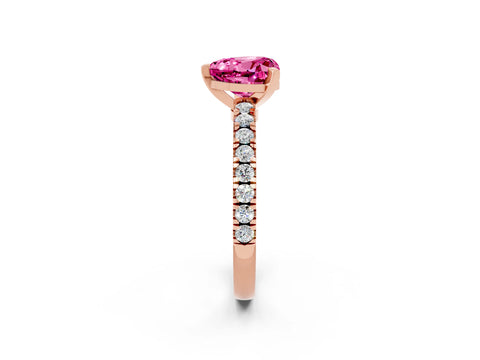 Rose gold Heart Cut Solitaire Diamond with Pavé Band and Four-Prong Setting_2