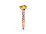 Rose gold Heart Cut Solitaire Diamond with Pavé Band and Four-Prong Setting_2