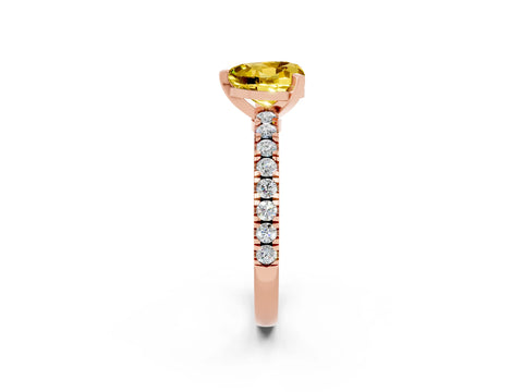 Rose gold Heart Cut Solitaire Diamond with Pavé Band and Four-Prong Setting_2