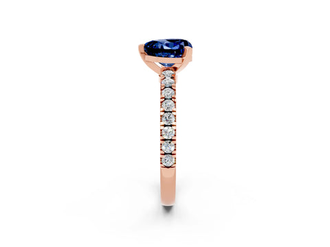 Rose gold Heart Cut Solitaire Diamond with Pavé Band and Four-Prong Setting_2
