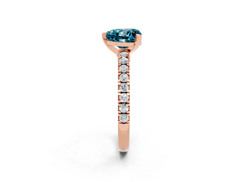 Rose gold Heart Cut Solitaire Diamond with Pavé Band and Four-Prong Setting_2