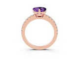 Rose gold Heart Cut Solitaire Diamond with Pavé Band and Four-Prong Setting_3