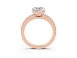 Rose gold Heart Cut Solitaire Diamond with Pavé Band and Four-Prong Setting_3