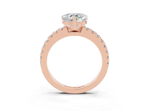 Rose gold Heart Cut Solitaire Diamond with Pavé Band and Four-Prong Setting_3
