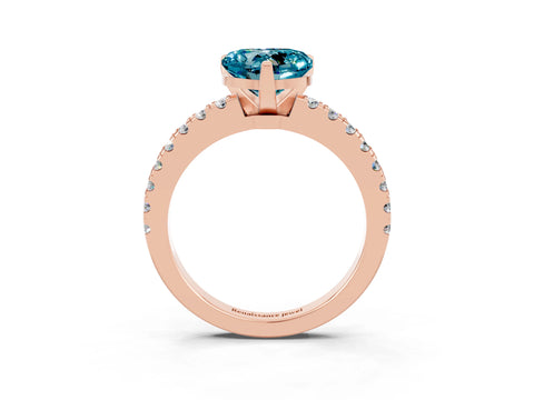 Rose gold Heart Cut Solitaire Diamond with Pavé Band and Four-Prong Setting_3