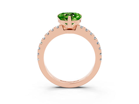 Rose gold Heart Cut Solitaire Diamond with Pavé Band and Four-Prong Setting_3