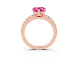 Rose gold Heart Cut Solitaire Diamond with Pavé Band and Four-Prong Setting_3