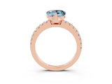 Rose gold Heart Cut Solitaire Diamond with Pavé Band and Four-Prong Setting_3