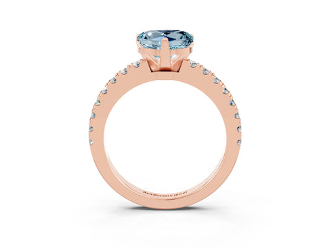 Rose gold Heart Cut Solitaire Diamond with Pavé Band and Four-Prong Setting_3