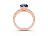 Rose gold Heart Cut Solitaire Diamond with Pavé Band and Four-Prong Setting_3