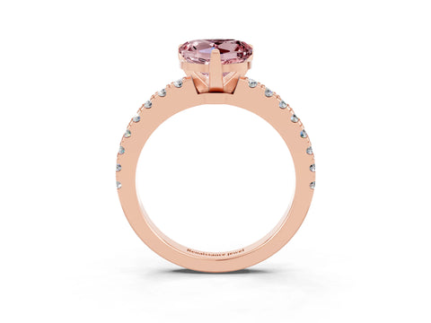 Rose gold Heart Cut Solitaire Diamond with Pavé Band and Four-Prong Setting_3