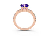 Rose gold Heart Cut Solitaire Diamond with Pavé Band and Four-Prong Setting_3
