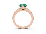 Rose gold Heart Cut Solitaire Diamond with Pavé Band and Four-Prong Setting_3