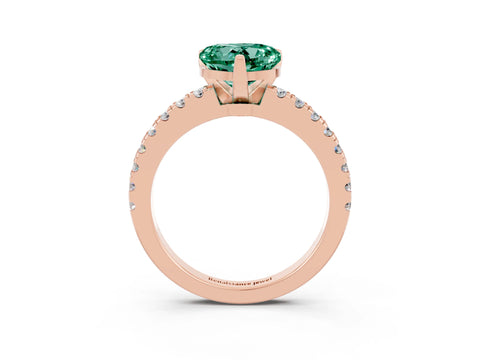 Rose gold Heart Cut Solitaire Diamond with Pavé Band and Four-Prong Setting_3