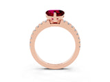 Rose gold Heart Cut Solitaire Diamond with Pavé Band and Four-Prong Setting_3