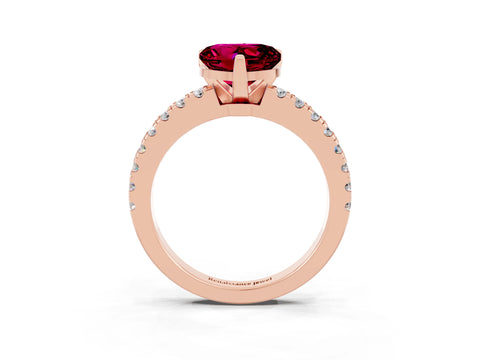 Rose gold Heart Cut Solitaire Diamond with Pavé Band and Four-Prong Setting_3