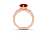 Rose gold Heart Cut Solitaire Diamond with Pavé Band and Four-Prong Setting_3