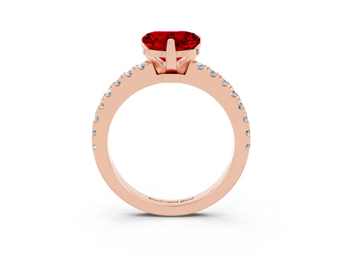 Rose gold Heart Cut Solitaire Diamond with Pavé Band and Four-Prong Setting_3