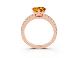 Rose gold Heart Cut Solitaire Diamond with Pavé Band and Four-Prong Setting_3