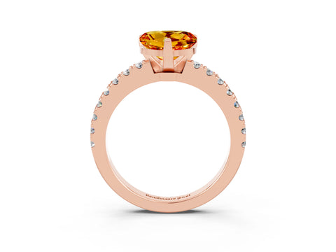 Rose gold Heart Cut Solitaire Diamond with Pavé Band and Four-Prong Setting_3