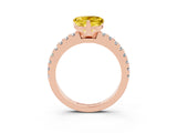 Rose gold Heart Cut Solitaire Diamond with Pavé Band and Four-Prong Setting_3
