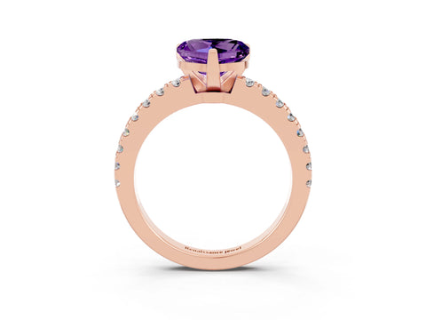 Rose gold Heart Cut Solitaire Diamond with Pavé Band and Four-Prong Setting_3