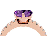 Rose gold Heart Cut Solitaire Diamond with Pavé Band and Four-Prong Setting_4