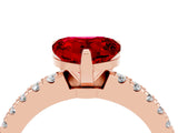 Rose gold Heart Cut Solitaire Diamond with Pavé Band and Four-Prong Setting_4