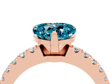 Rose gold Heart Cut Solitaire Diamond with Pavé Band and Four-Prong Setting_4