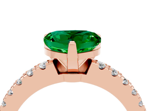 Rose gold Heart Cut Solitaire Diamond with Pavé Band and Four-Prong Setting_4