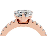 Rose gold Heart Cut Solitaire Diamond with Pavé Band and Four-Prong Setting_4