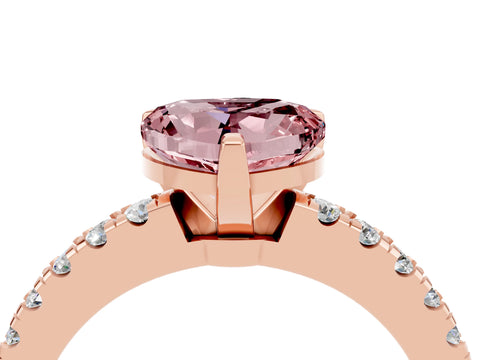 Rose gold Heart Cut Solitaire Diamond with Pavé Band and Four-Prong Setting_4