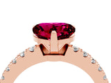 Rose gold Heart Cut Solitaire Diamond with Pavé Band and Four-Prong Setting_4