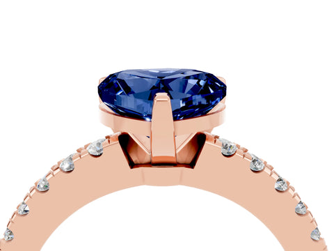 Rose gold Heart Cut Solitaire Diamond with Pavé Band and Four-Prong Setting_4