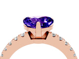 Rose gold Heart Cut Solitaire Diamond with Pavé Band and Four-Prong Setting_4