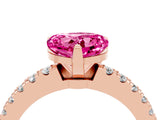 Rose gold Heart Cut Solitaire Diamond with Pavé Band and Four-Prong Setting_4