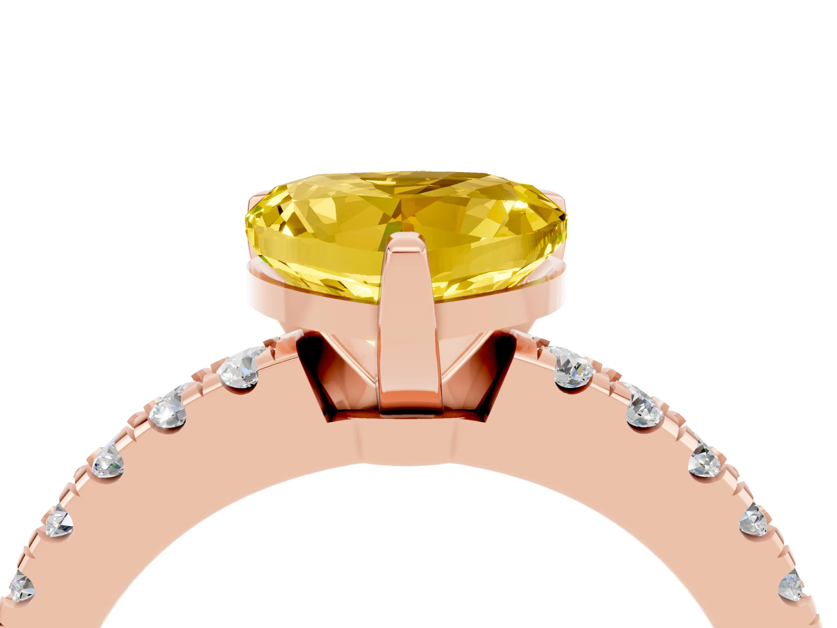 Rose gold Heart Cut Solitaire Diamond with Pavé Band and Four-Prong Setting_4