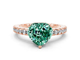 Rose gold Heart Cut Solitaire Diamond with Pavé Band and Four-Prong Setting