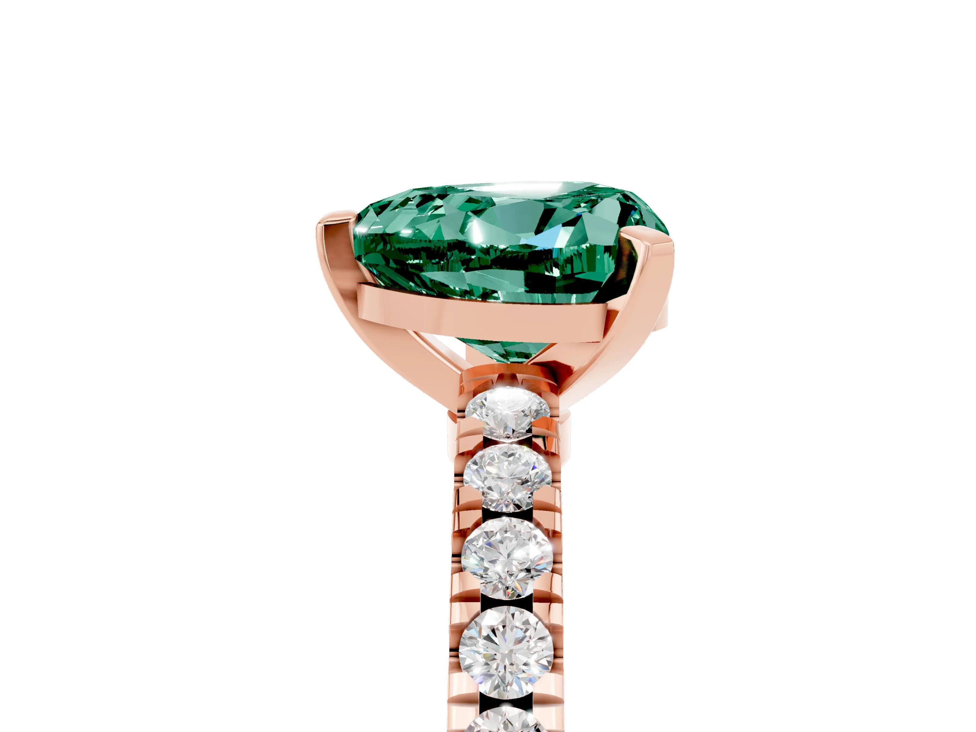Rose gold Heart Cut Solitaire Diamond with Pavé Band and Four-Prong Setting_5