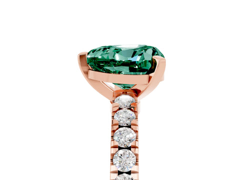 Rose gold Heart Cut Solitaire Diamond with Pavé Band and Four-Prong Setting_5