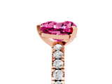 Rose gold Heart Cut Solitaire Diamond with Pavé Band and Four-Prong Setting_5