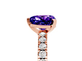 Rose gold Heart Cut Solitaire Diamond with Pavé Band and Four-Prong Setting_5