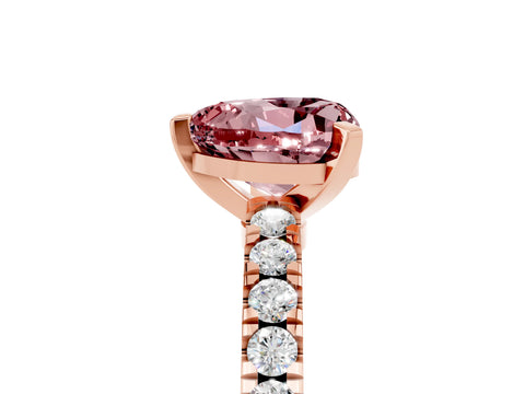 Rose gold Heart Cut Solitaire Diamond with Pavé Band and Four-Prong Setting_5