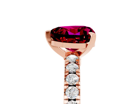 Rose gold Heart Cut Solitaire Diamond with Pavé Band and Four-Prong Setting_5
