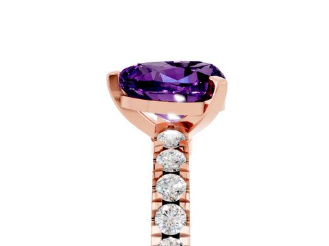 Rose gold Heart Cut Solitaire Diamond with Pavé Band and Four-Prong Setting_5