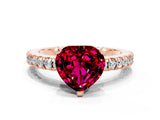 Rose gold Heart Cut Solitaire Diamond with Pavé Band and Four-Prong Setting