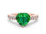 Rose gold Heart Cut Solitaire Diamond with Pavé Band and Four-Prong Setting